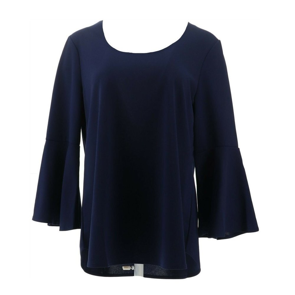 Slinky Brand Luxe Crepe 3/4 Flounce Slv Tunic